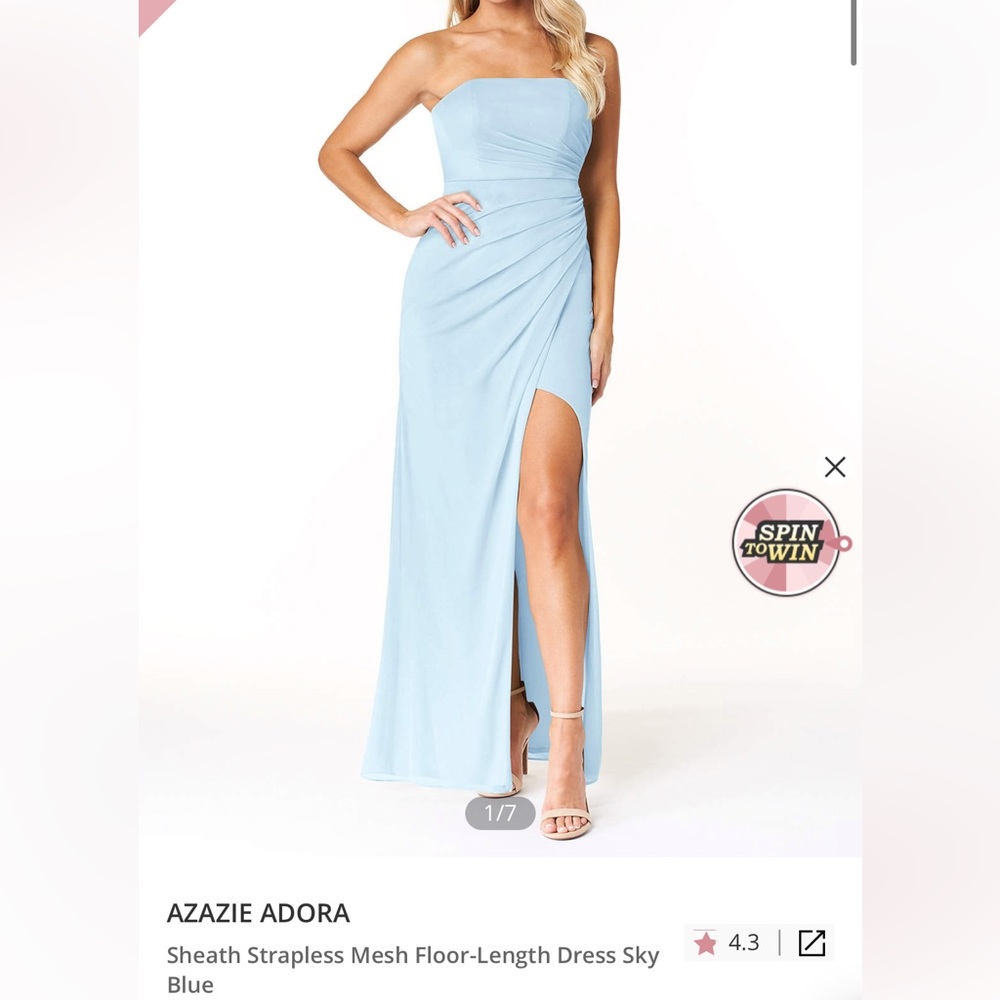 Azazie sky blue Adora bridesmaid dress